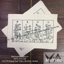 Tranh Đông Hồ Tứ Qúy Sen Vịt